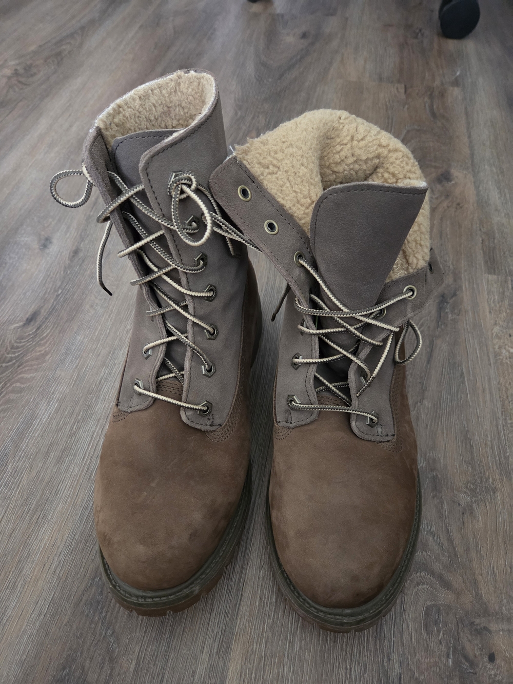 Women's Brown Suede Sherpa-Lined Combat Boots